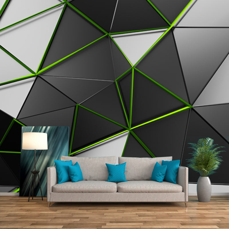 Contemporary Origami Wall Paper Mural Grey 3D Geometry Wall Art for Boys Bedroom