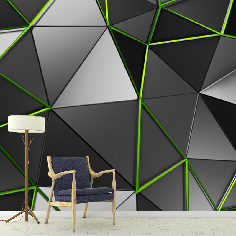 Contemporary Origami Wall Paper Mural Grey 3D Geometry Wall Art for Boys Bedroom