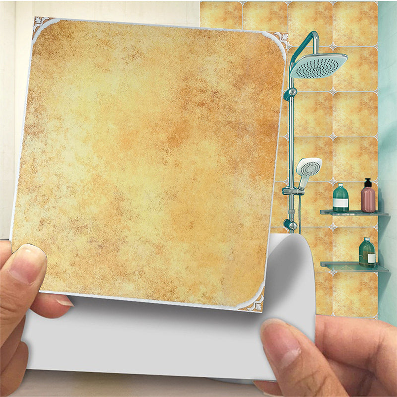 Solid Color Square Tile Wallpaper Panels Removable Vintage Bathroom Wall Art, 20 Pieces