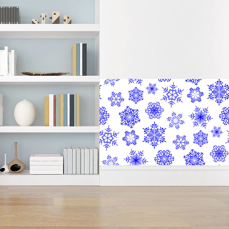 Self Sticking Snowflake Wallpaper Panels 18 Pcs Contemporary PVC Wall Art, 8' L x 8" W