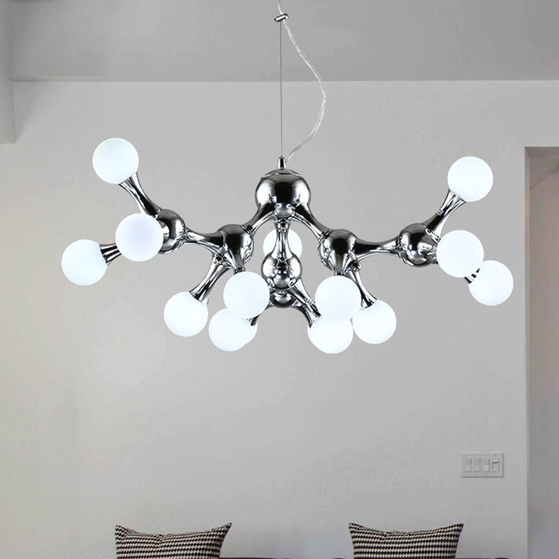 Modern Starburst Metal Chandelier Lighting with White Glass Molecular Shade Multi Lights Chandelier Ceiling Lamp in Chrome