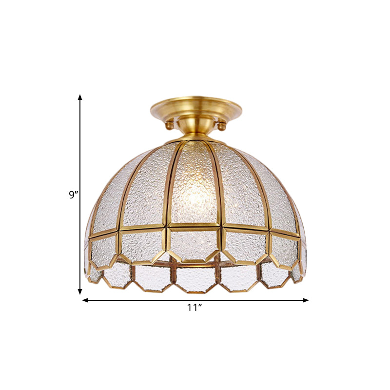 Messing Single Lampe Halbflush Antiquled Ripple Glassrusrost