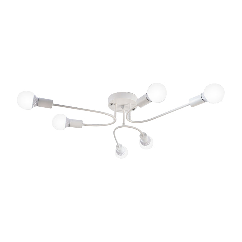 Starburst Semi Flush Mount Lighting Nordic Metal 6/8/10 Lights White/Gold/Black Ceiling Flush Light for Bedroom