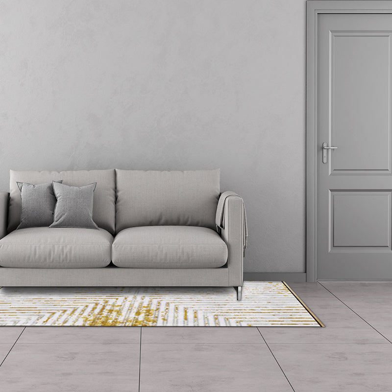 Modern Living Room Rug in Black and White Abstract Stripe Cross Pattern Rug Polyester Washable Carpet