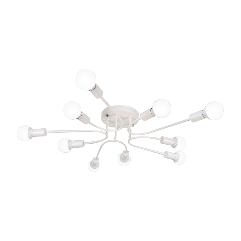 Starburst Semi Flush Mount Lighting Nordic Metal 6/8/10 Lights White/Gold/Black Ceiling Flush Light for Bedroom