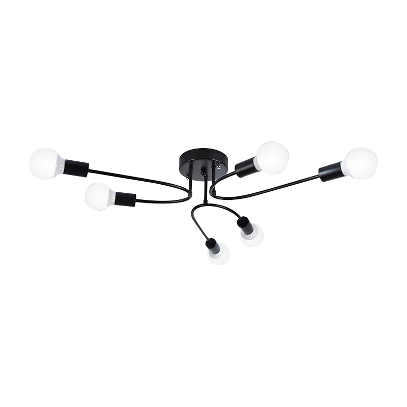 Starburst Semi Flush Mount Lighting Nordic Metal 6/8/10 Lights White/Gold/Black Ceiling Flush Light for Bedroom