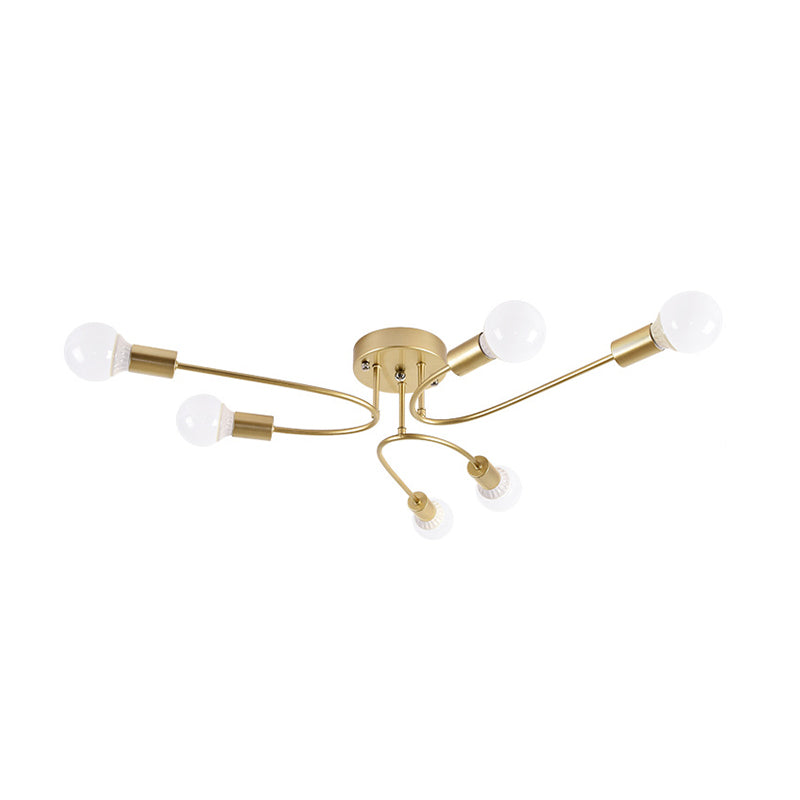 Starburst Semi Flush Mount Lighting Nordic Metal 6/8/10 Lights White/Gold/Black Ceiling Flush Light for Bedroom