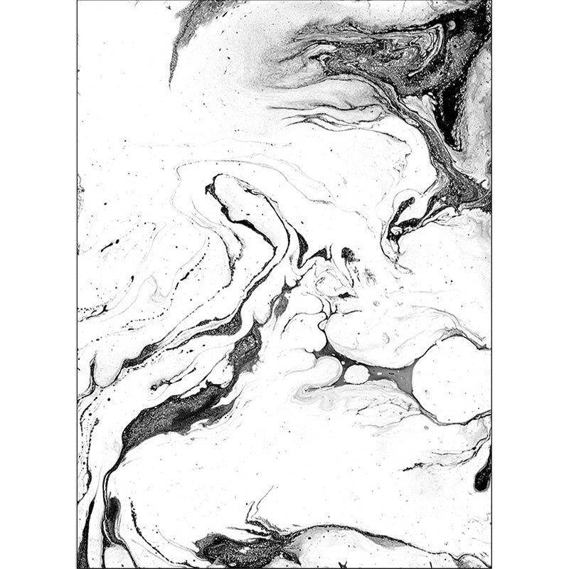 White Bedroom Rug Modern Abstract Ink Painting Pattern Area Rug Polyester Washable Carpet