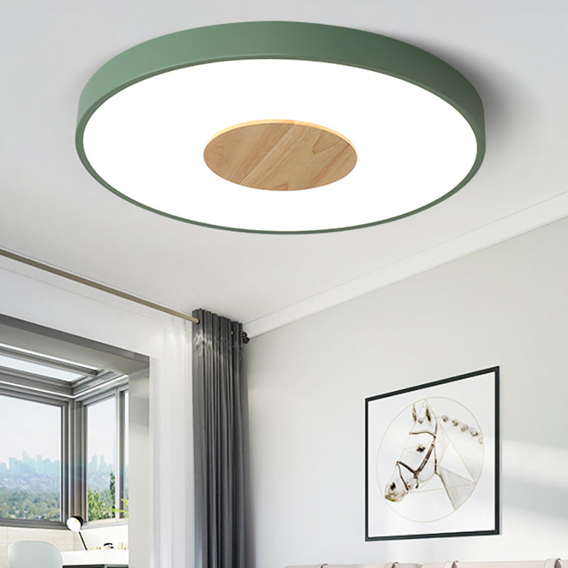Plafoniera rotonda con montaggio a incasso rosa/blu/verde Apparecchio a soffitto a LED integrato in metallo nordico per camera da letto, diametro 12"/16"/19,5"