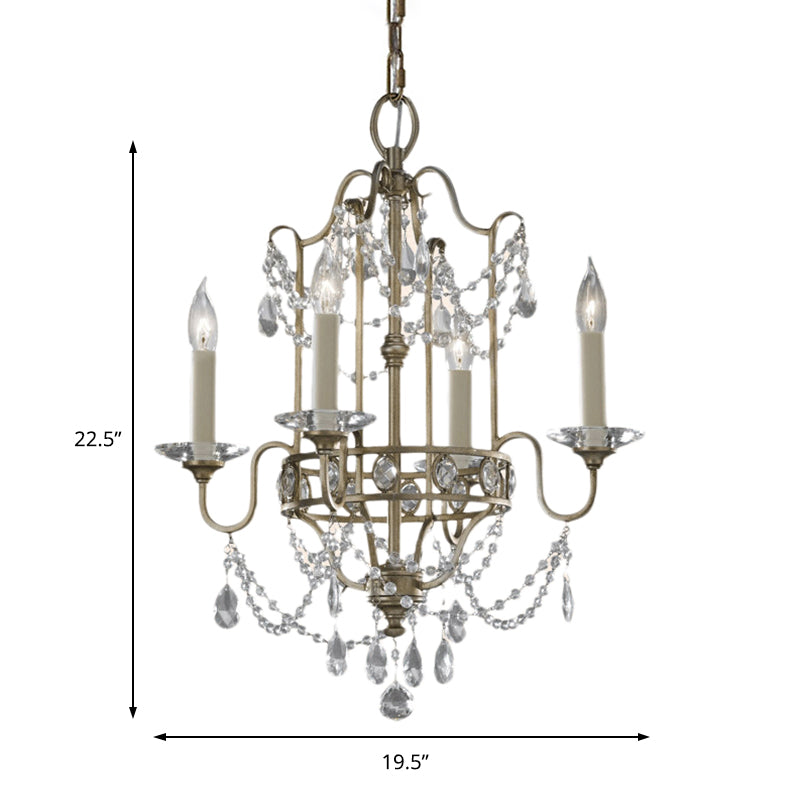 4/6 Köpfe Metallic Pendelleuchte Leuchte Moderne Messing -Oberkalkerleuchter mit Kristallperle