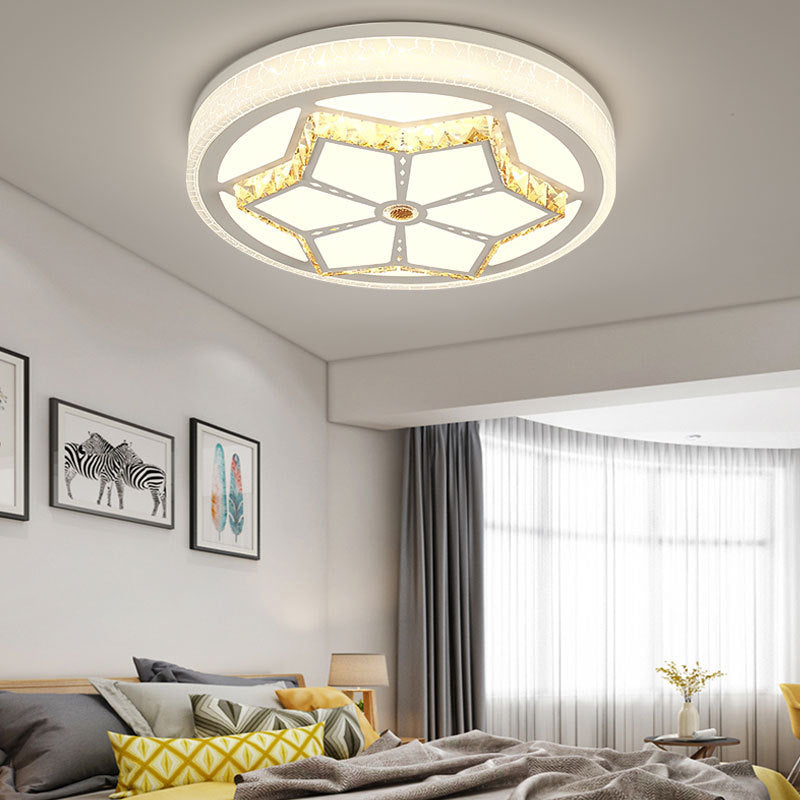 Marrone / White Round Flushmount Light Moderno Acrilico White/3 Color LED Lampada con Crystal Deco per Bedroom