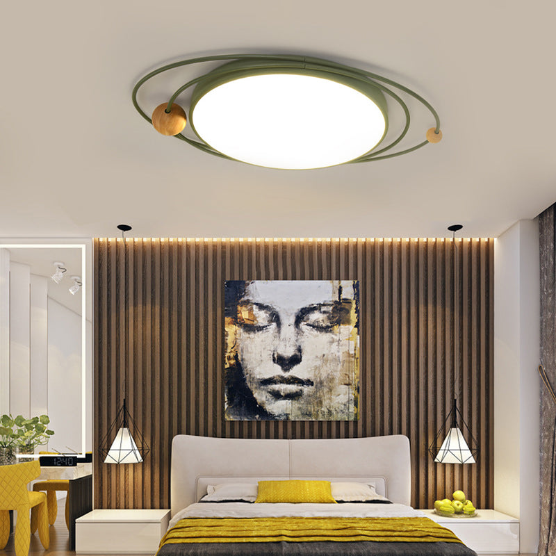 Luz empotrada redonda de 21"/26"/31" de diámetro con diseño de órbita Metal nórdico Gris/Blanco/Verde Montaje empotrado en techo LED para dormitorio en cálido/Blanco/Neutro
