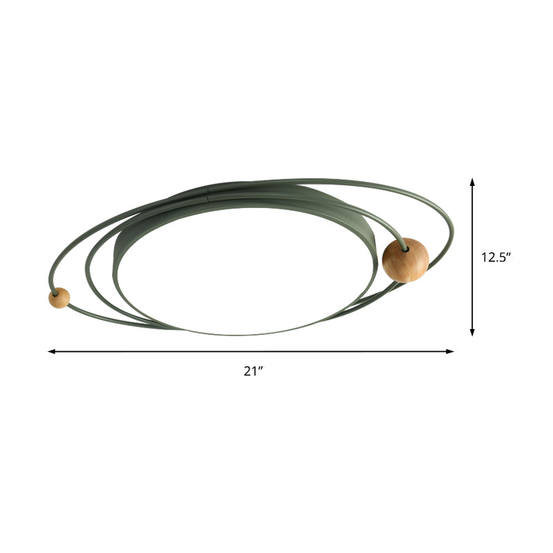 Luz empotrada redonda de 21"/26"/31" de diámetro con diseño de órbita Metal nórdico Gris/Blanco/Verde Montaje empotrado en techo LED para dormitorio en cálido/Blanco/Neutro