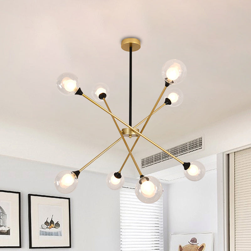 Spark Shape Hanging Light Simple Style Metal Chandelier Light with Orb Shade for Restaurant