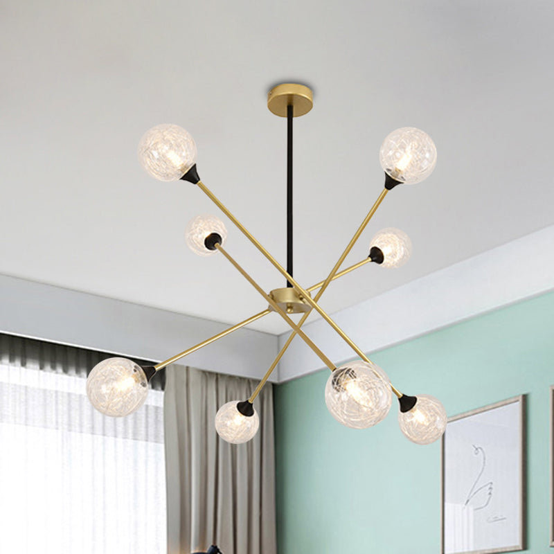 Spark Shape Hanging Light Simple Style Metal Chandelier Light with Orb Shade for Restaurant