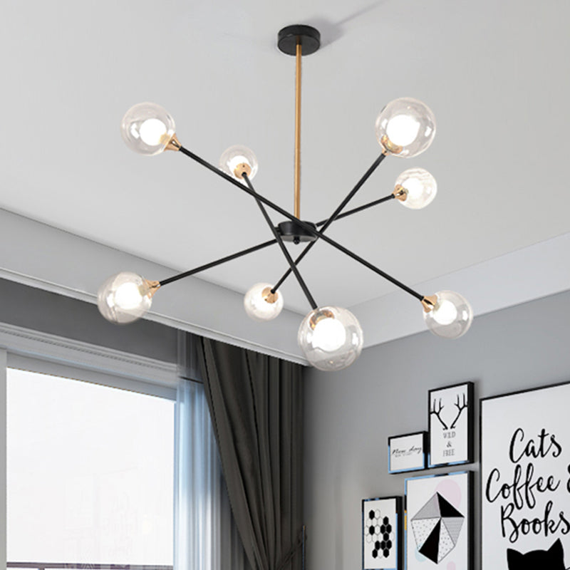 Einfacher Stil gestapelter Anhängerlampe mit Blasenschatten Eisenkronleuchter für Hotel Wohnzimmer