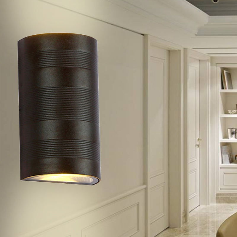 Lampada metallica a metà cilindro lampada rondella moderna in stile moderno 2 teste nere a parete montata in illuminazione calda/bianca