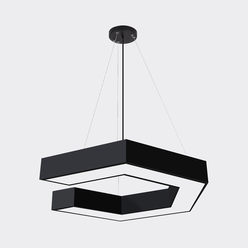 Geometric Pendant Lighting Modern Metal Led Black Hanging Ceiling Lamp for Office, 19.5"/23.5"/31.5" Wide