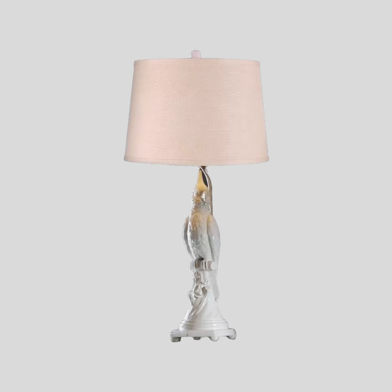 Modernisme LED-bureaulamp met stoffen kap Groen/witte kegel Kleine bureaulamp met vogelvoet