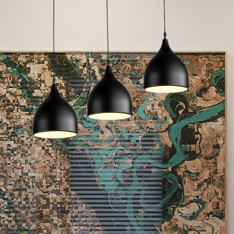 Bell Multi -Light -Anhänger im modernen Metall 3 Lichter schwarz/weiß hängende Deckenlicht mit runden/linearen Baldachin