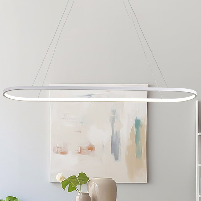 Simplicità del ciondolo a goccia ovale acrilica 27 "/35.5"/47 "Luce a traffico a trazione in bianco/nero a LED sul tavolo in tavola calda/bianca/telecomandata