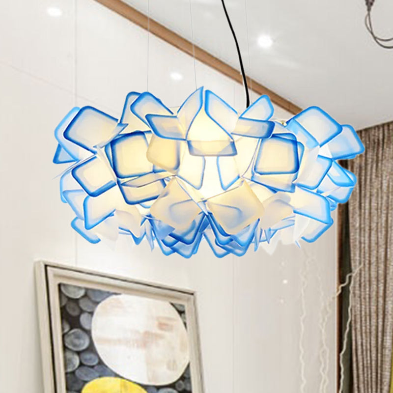 Braun/Blau/Lila Blüte Drop Anhänger zeitgemäß 21 "/27,5" breite 1-Licht-Acryldecklampe für Wohnzimmer