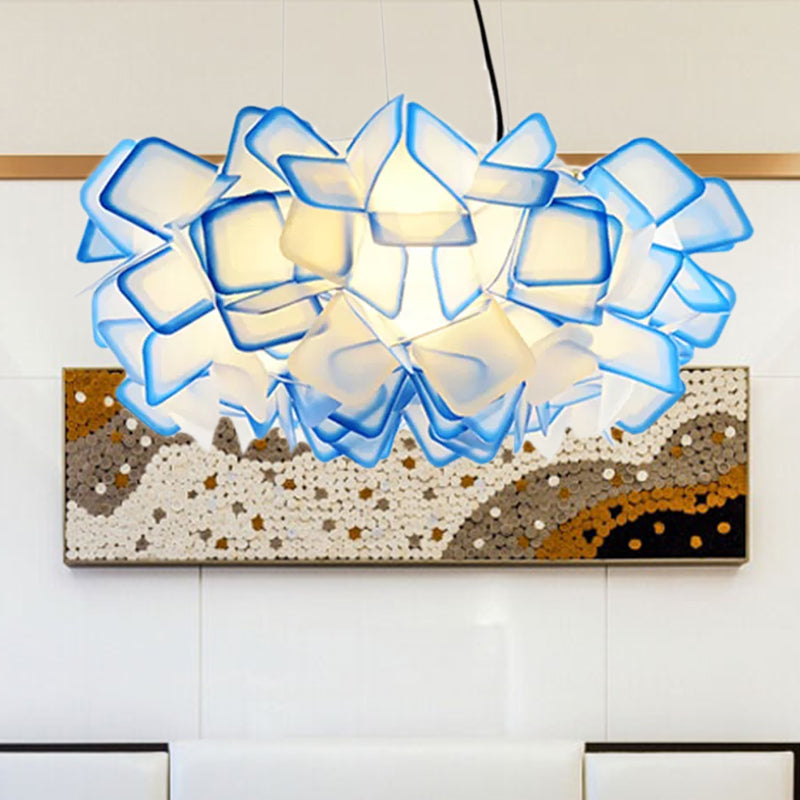 Braun/Blau/Lila Blüte Drop Anhänger zeitgemäß 21 "/27,5" breite 1-Licht-Acryldecklampe für Wohnzimmer