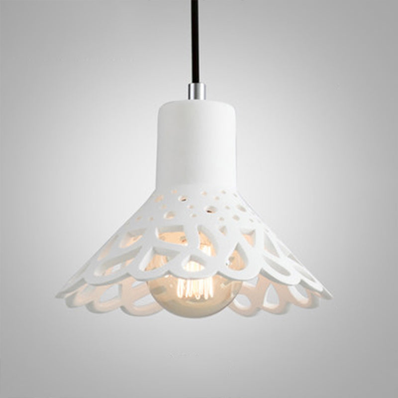 Iluminación colgante grabada en hormigón de estilo nórdico 1 luz colgante de gris claro/blanco/amarillo con tono geométrico/campana/acampanado