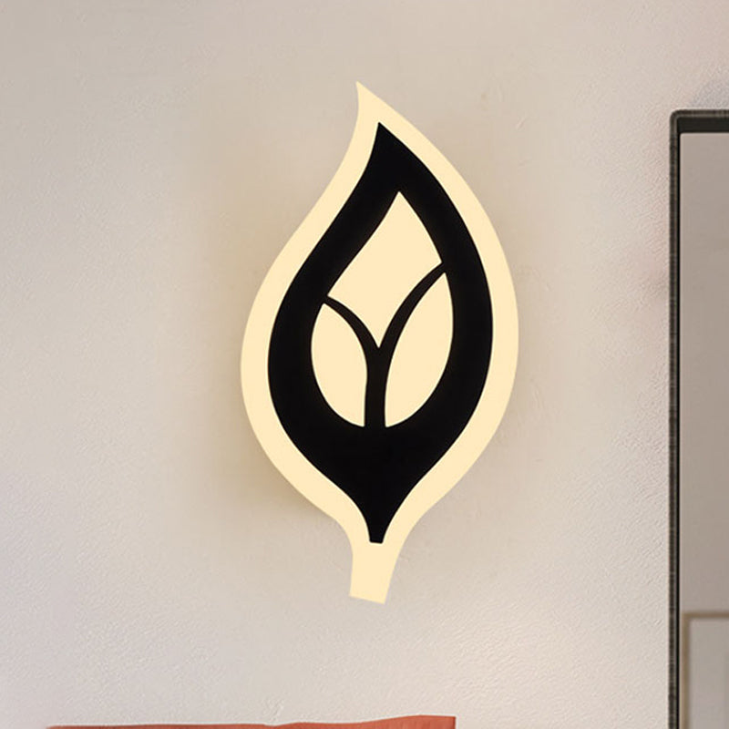 Lampada con scarpa con scarpa da letto a led con sfumatura acrilica a foglia lampada a parete bianca/bianca in luce calda/bianca