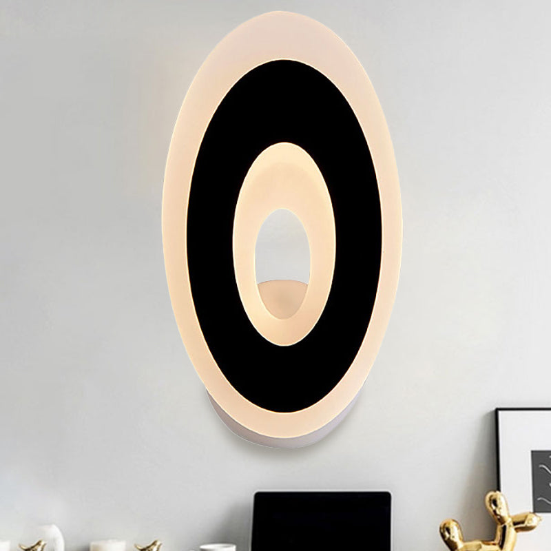 Illuminazione con applique a parete disco moderno a LED acrilico Light Sconce Black/White Sconce in luce calda/bianca