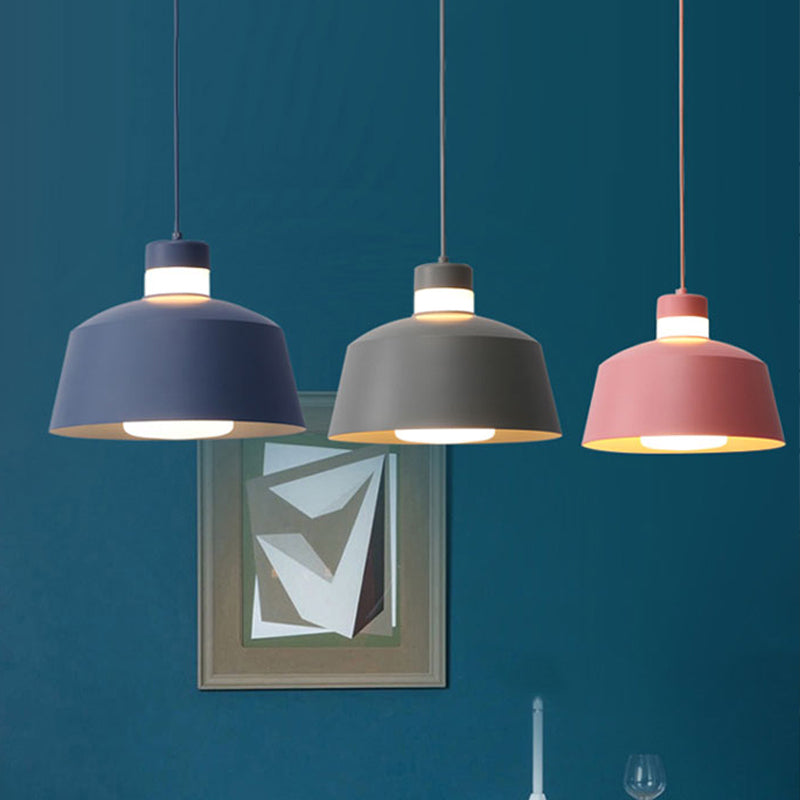 Tapered Pendant Light Modernism Metal 1 Light Pink/Grey/Yellow Hanging Ceiling Light for Living Room