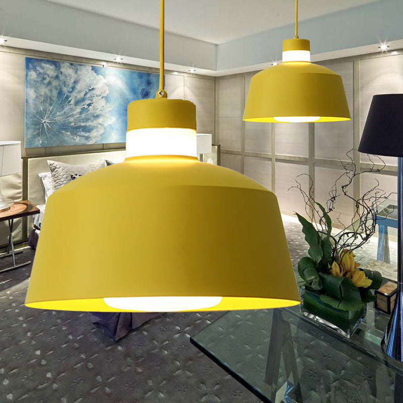 Tapered Pendant Light Modernism Metal 1 Light Pink/Grey/Yellow Hanging Ceiling Light for Living Room
