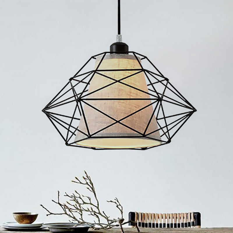 Lámpara de techo de diamantes negros/dorados 1 Luz de alambre moderno enjaulada de alambre moderno para el comedor