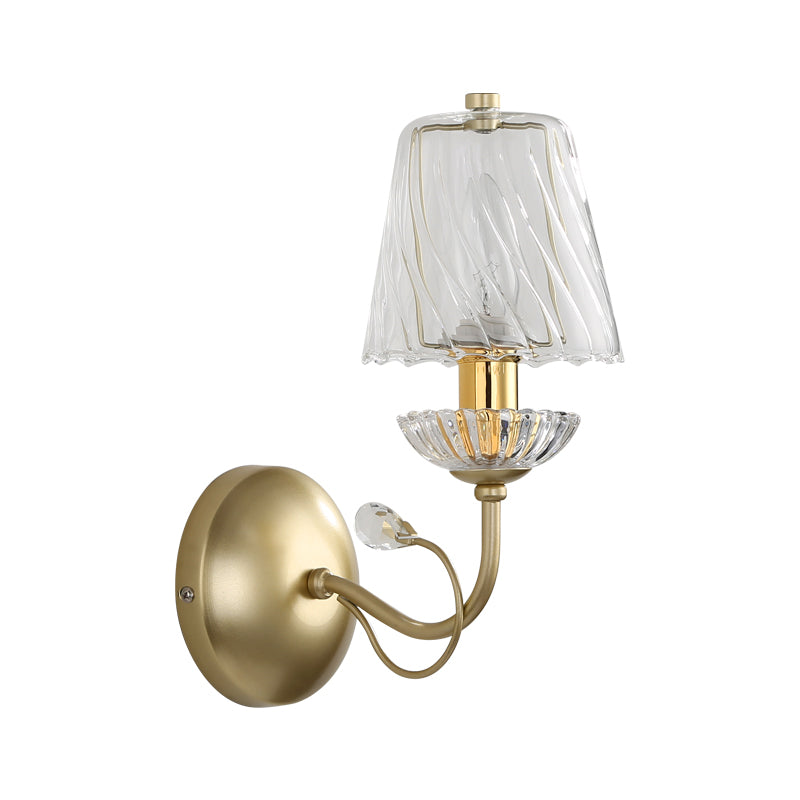 Swirl glazen kegel wandlicht met kristal deco eigentijdse 1 licht wand gemonteerd lamp in goud
