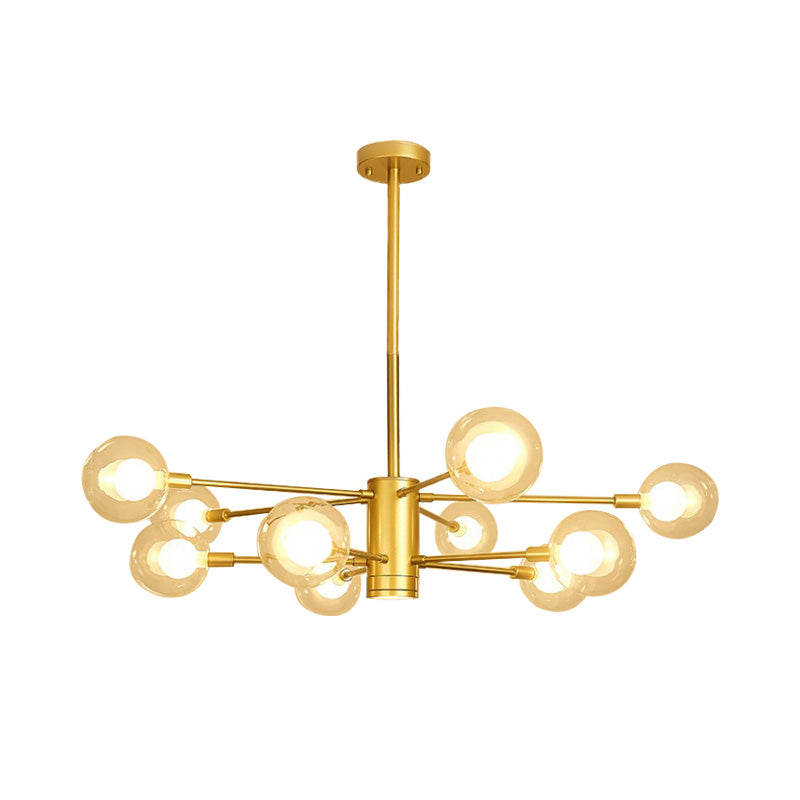 Lampadario a globo di vetro trasparente con design radiale modernista 10/12/16 luci appesi lampada in oro