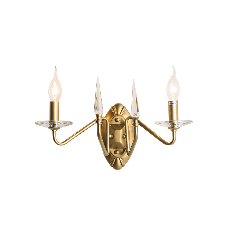 Light Candle Light Sconce Modern 2 Heads Sconce Lighting With Crystal Decoration in Gold Finish
