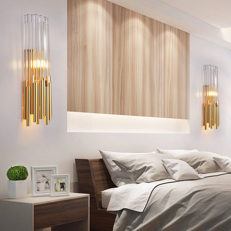 Light Aibrowture a parete cilindro Modernista Metal LED SCONCE LIGHT CON PRISM Crystal in ottone/oro