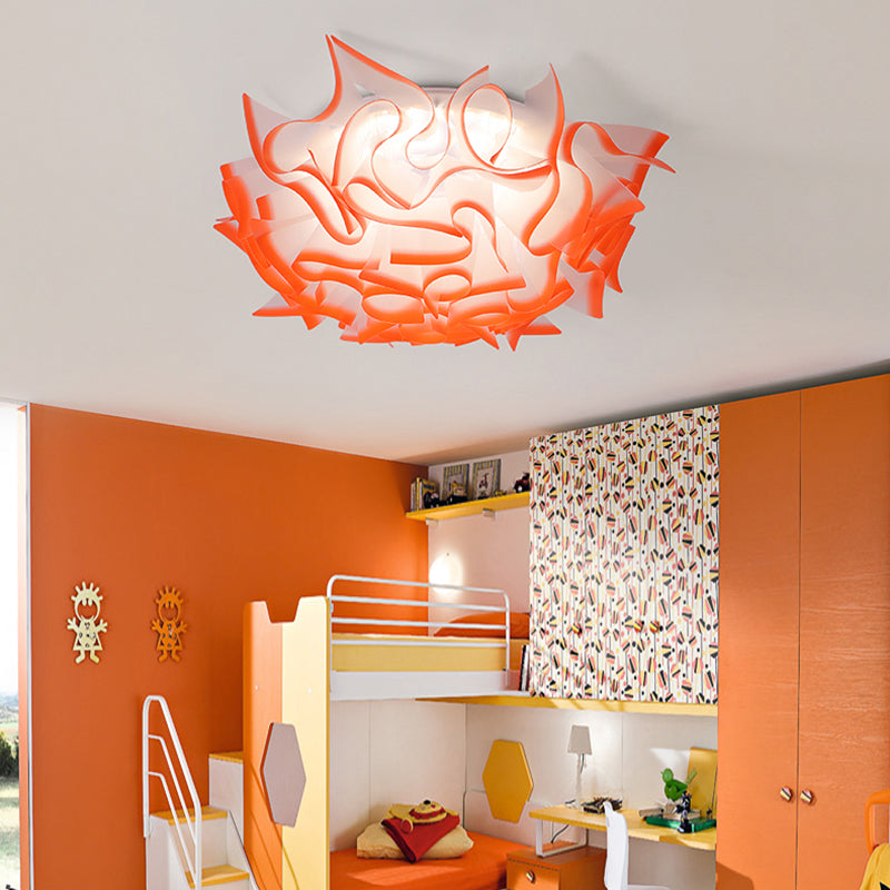 Modern Creative LED Flush Ceiling Light with Twist Acrylic Shade Pink/Orange/Blue Kid Room Ceiling Light in Third Gear