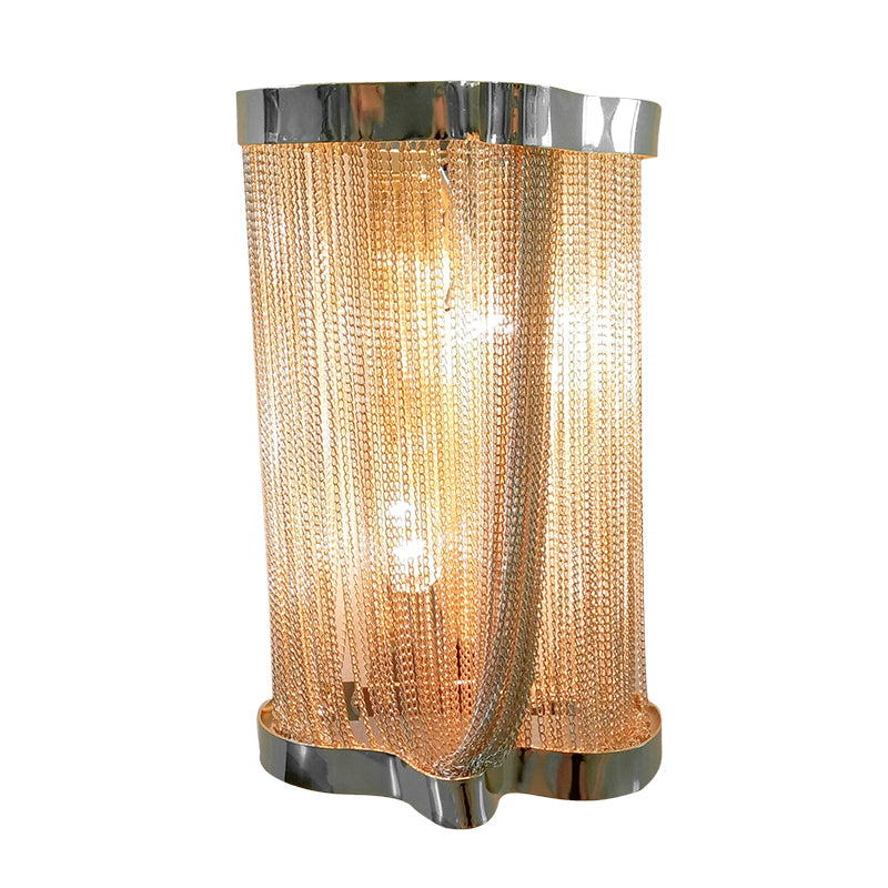 2 Lights Tassel Sconce Wall Light Vintage Aluminum Wall Lamp with Cylinder Shade in Gold/Silver