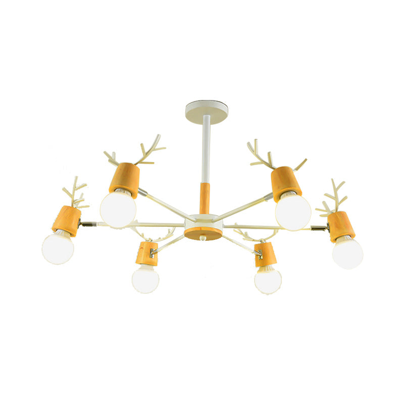 Sputnik Metal Chandelier Lighting Modern 3/6/8 Lights White/Black Ceiling Hang Fixture with Bare Bulb for Bedroom