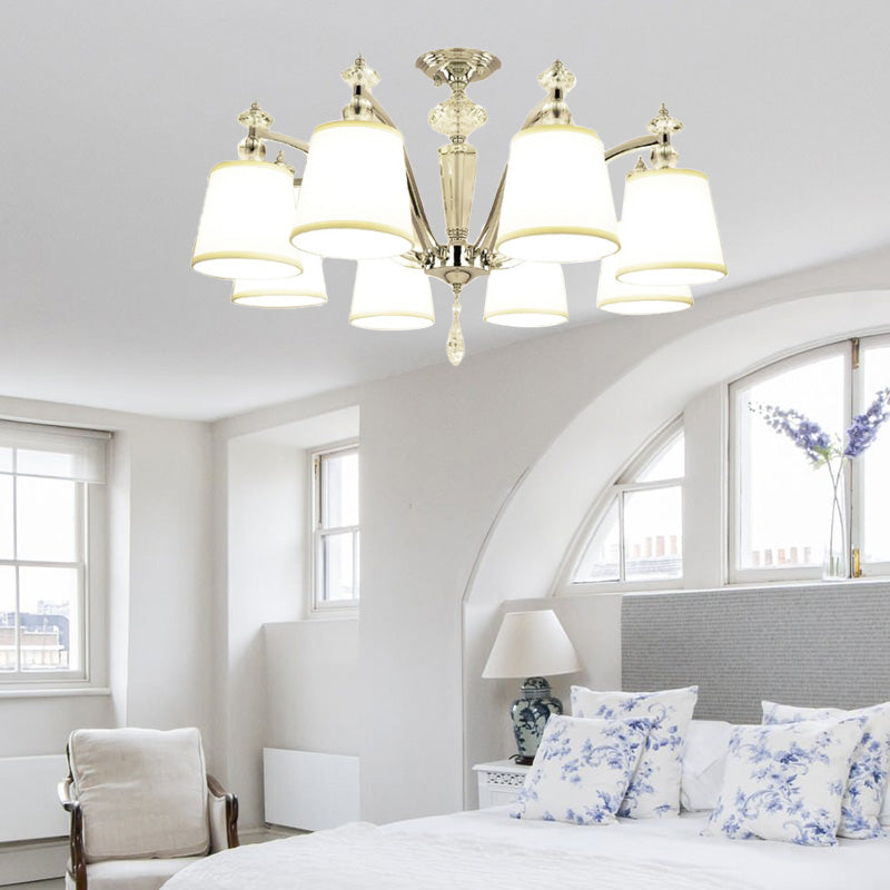 Chrome Curved Arm Chandelier Lighting Modern 3/6/8 Lights White Glass Hanging Lamp Fixture