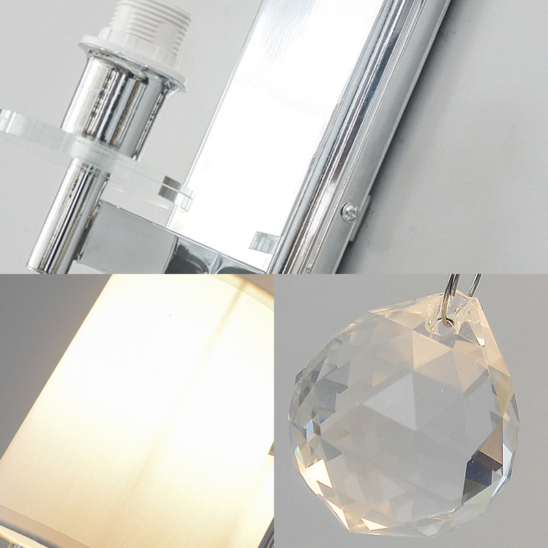 Fabric Cone Shade Wall Light with Crystal Ball Deco Modern Style 1 Head Wall Sconce Light in Chrome