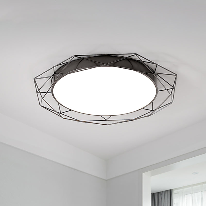 Tour métal-Flush Mount Ceiling Light with Wire Frame Nordic Gold / Black Ceiling Lighting for Bedroom, 21.5 "/25.5" Wide