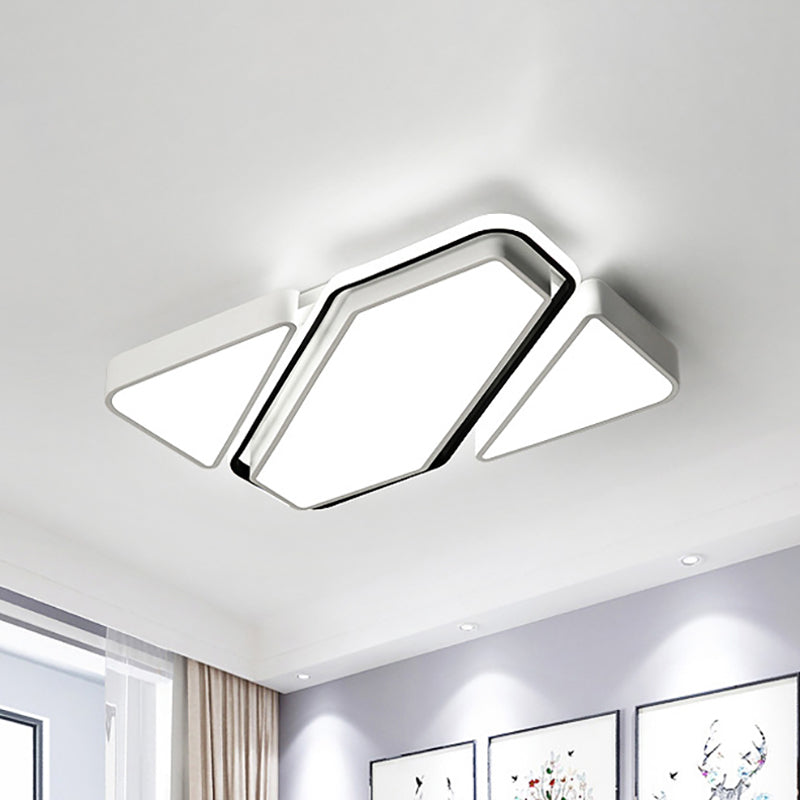 Gespleißte rechteckige LED-Deckenleuchte, modernes Metall, weiße Wohnzimmer-Deckeneinbauleuchte mit Acryl-Diffusor, 25,5"/37,5" B