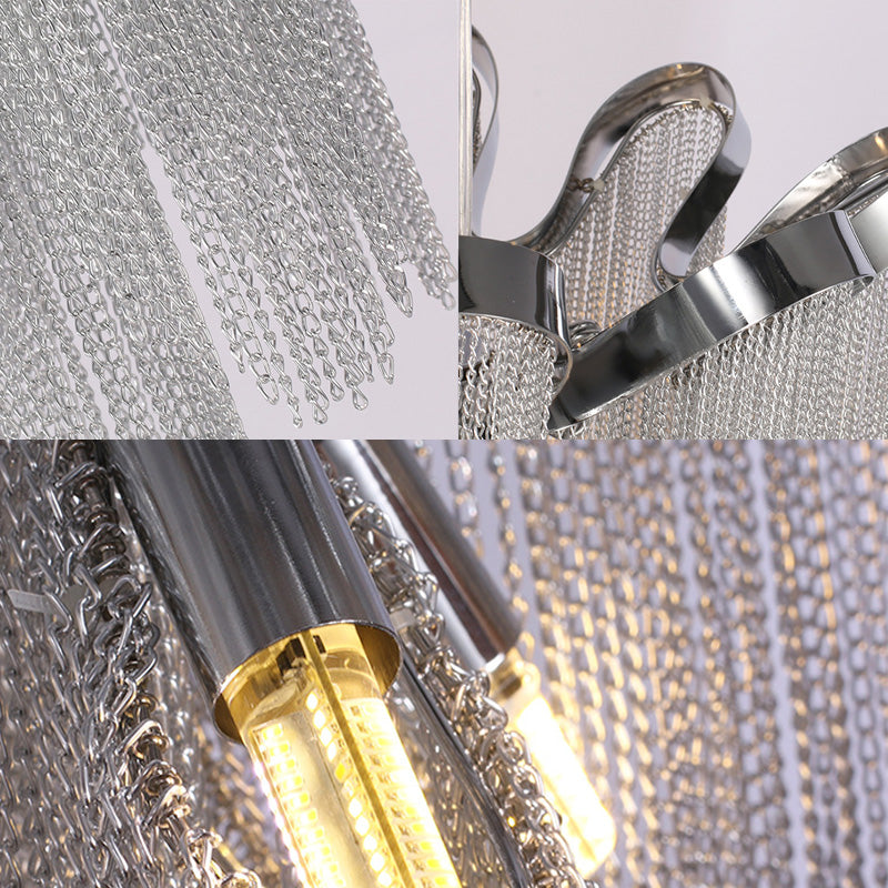 Nappel in metallo lampadario modernista in stile nordico a 4 luci in argento appendere il soffitto a soffitto