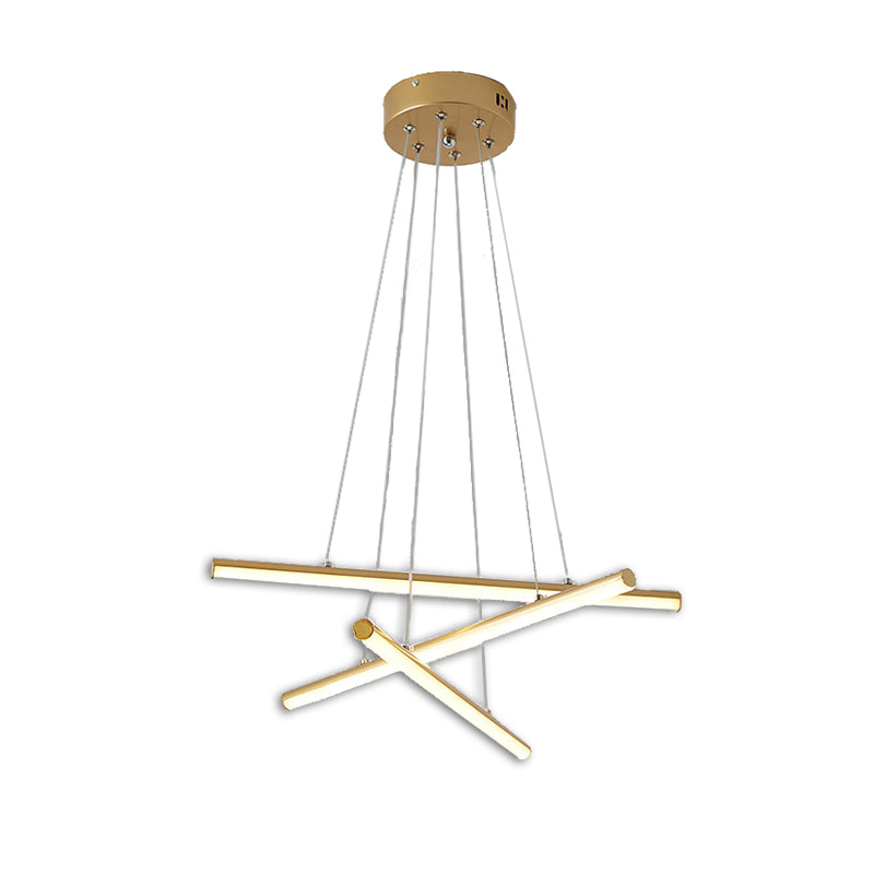 Lampadario della sala da pranzo a LED con tonalità acrilica lineare moderna lampada appesa nera/oro in luce calda/bianca
