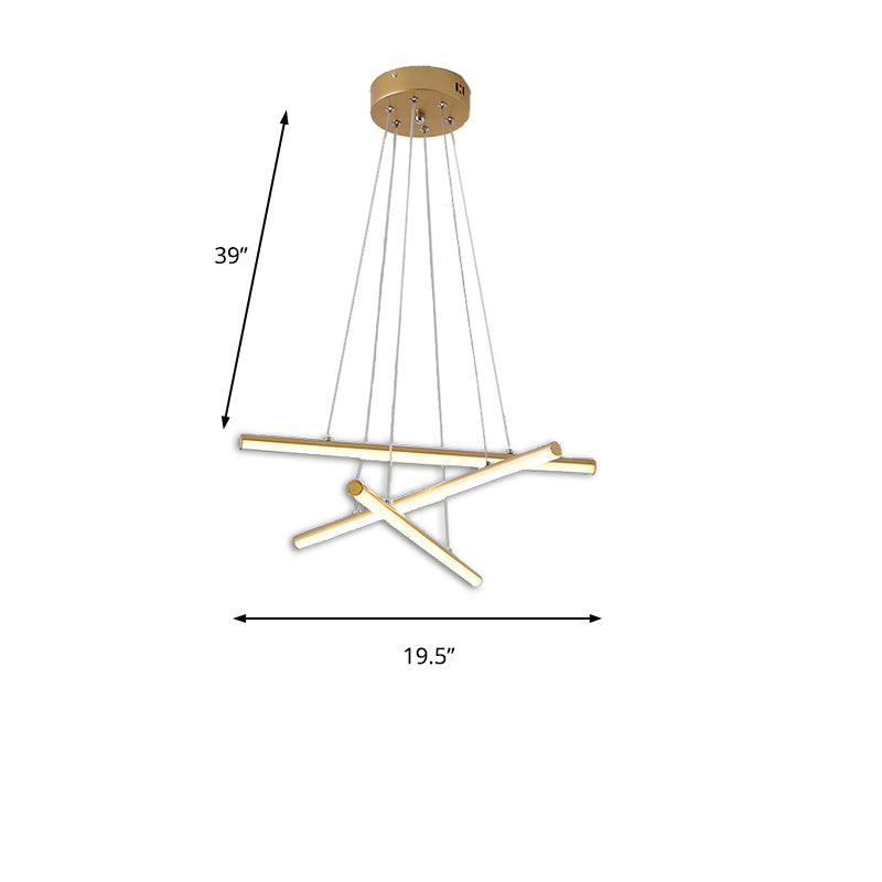 Lampadario della sala da pranzo a LED con tonalità acrilica lineare moderna lampada appesa nera/oro in luce calda/bianca