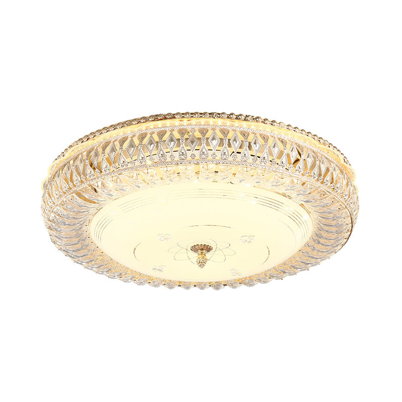 Lámpara de techo circular dorada, iluminación LED de montaje empotrado de cristal transparente modernista con difusor de vidrio esmerilado