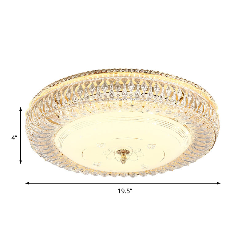 Lámpara de techo circular dorada, iluminación LED de montaje empotrado de cristal transparente modernista con difusor de vidrio esmerilado