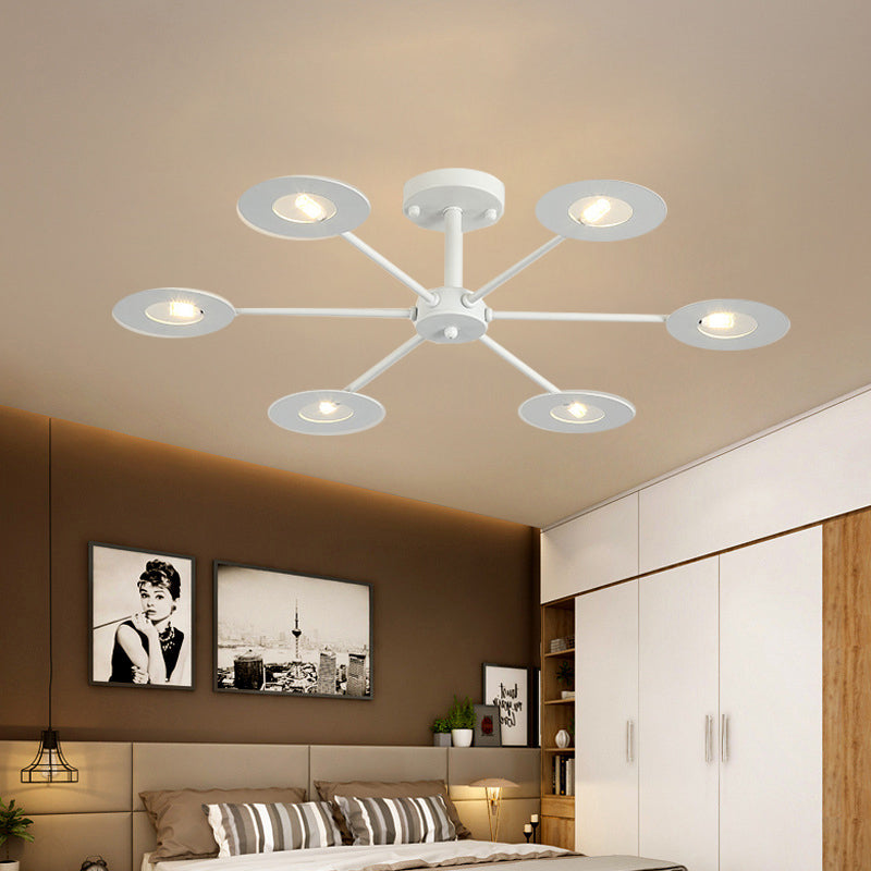 Eisen Sputnik Kronleuchter zeitgenössischer 6/8-Kopf-Hängelampe in Schwarz/Weiß/Schwarzgold für Schlafzimmer